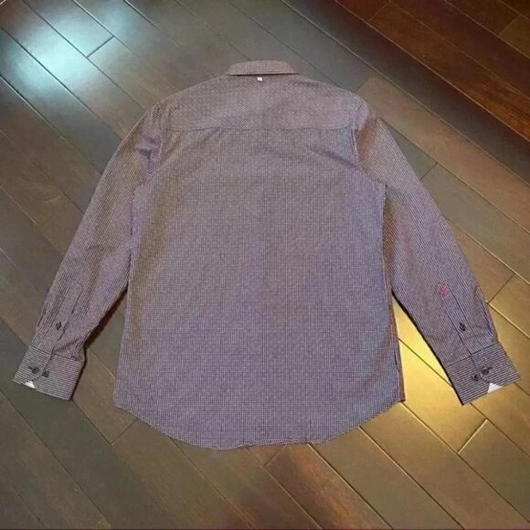 English Laundry John Lennon Plaid Button Down Long Sleeve Shirt Black Red Small - Picture 15 of 16